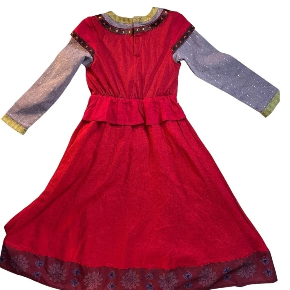 Disney Wish Asha Costume Dress Girls Size 7/8 Red‎ Purple Long Sleeve Adventure